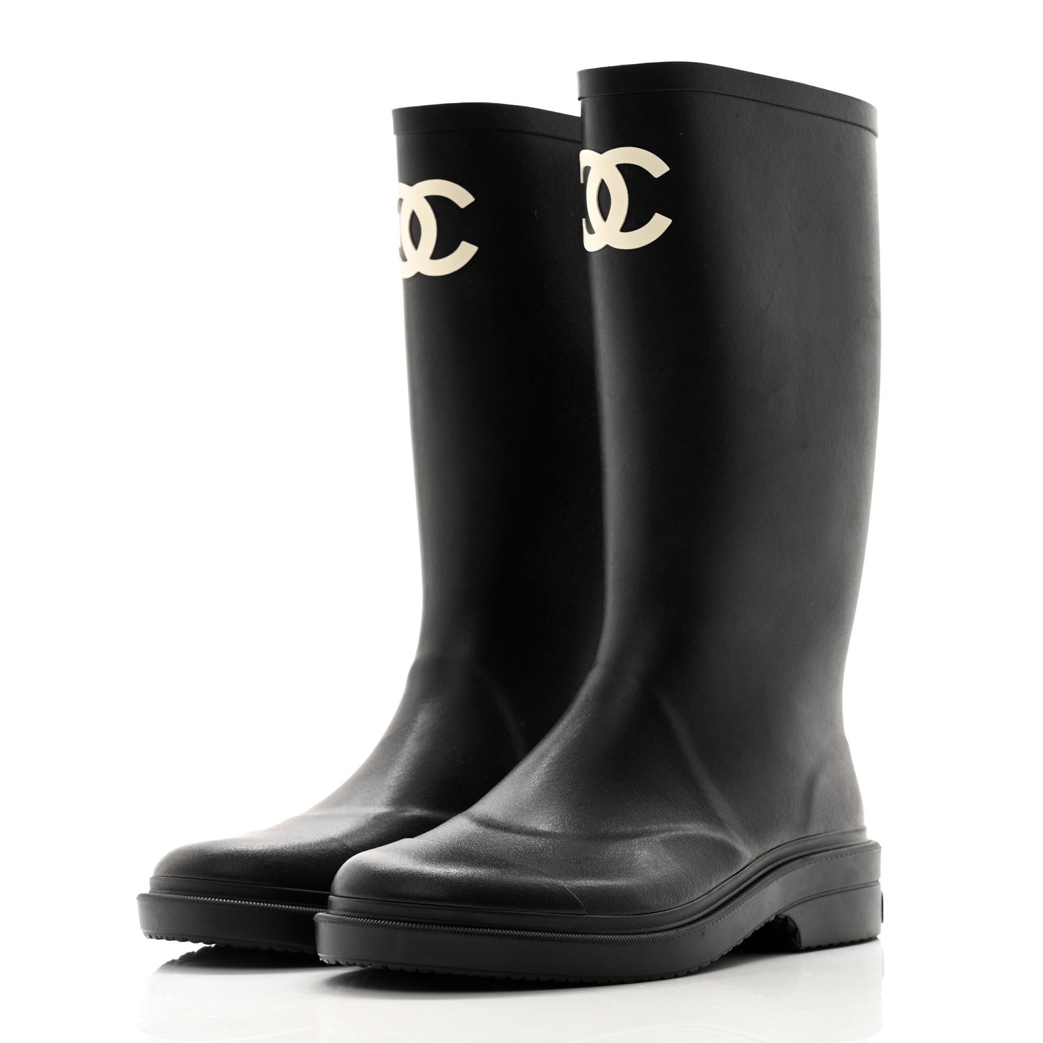 Chanel Caoutchouk CC High Boots 39 Black 3 of 9