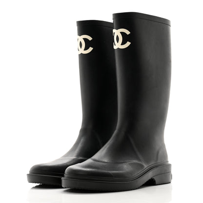 Chanel Caoutchouk CC High Boots 39 Black 3 of 9