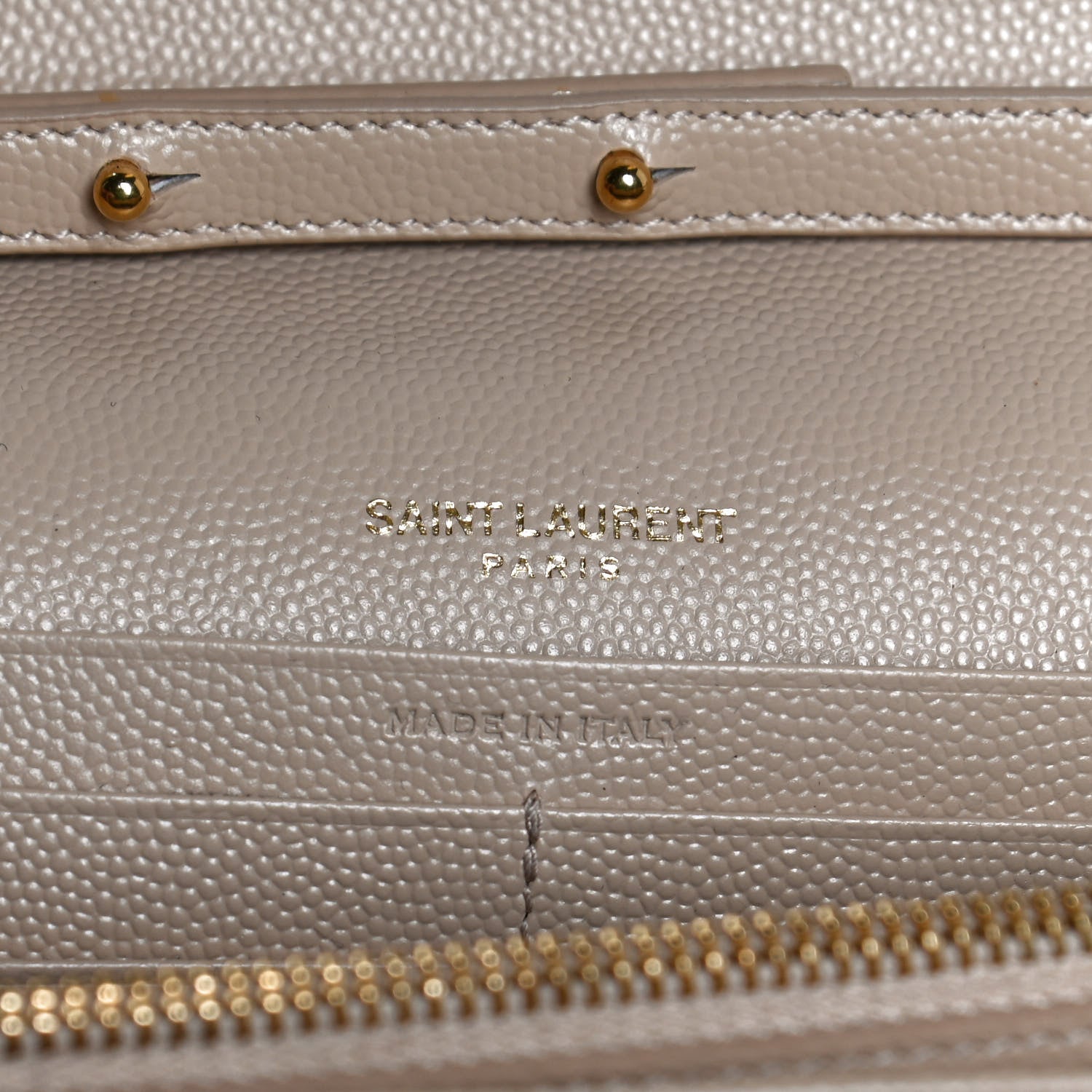 Saint Laurent Grain De Poudre Matelasse Chevron Monogram Chain Wallet Nude Powder 7 of 11