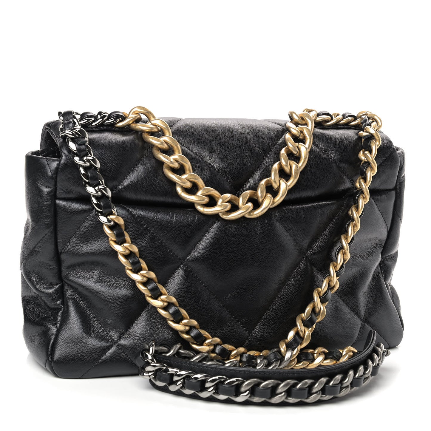 Goatskin Quilted Large Chanel 19 Flap Black