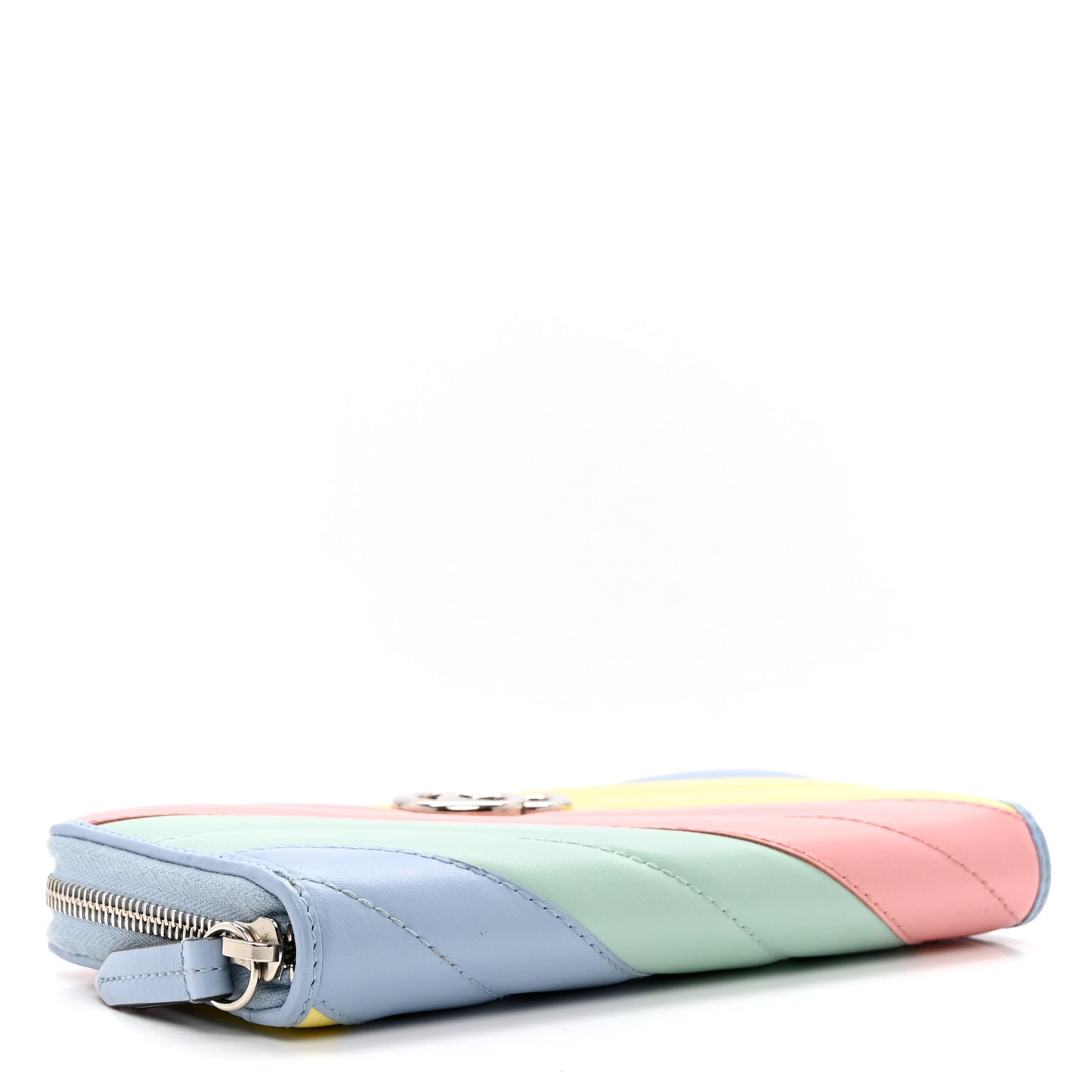 Calfskin Matelasse Diagonal GG Marmont Zip Around Wallet Multicolor Pastel