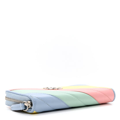 Gucci Calfskin Matelasse Diagonal GG Marmont Zip Around Wallet Multicolor Pastel 4 of 9