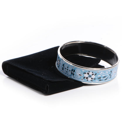 Hermes Enamel Printed Petits Chevaux De Hongrie Wide Bracelet 70 Bleu 6 of 6