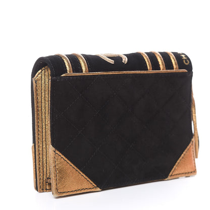 Chanel Suede Quilted Bible Book CC Clutch Black 3 of 16