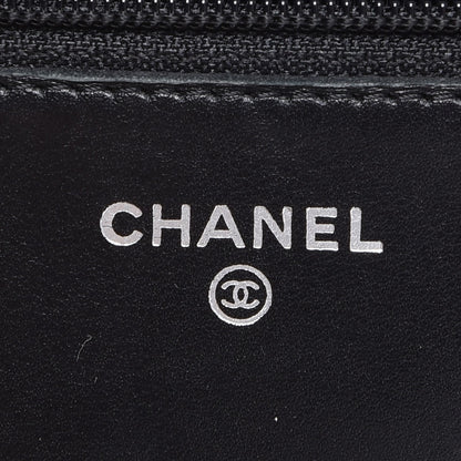 Chanel Striated Patent Quilted Wallet on Chain WOC Black 6 of 11