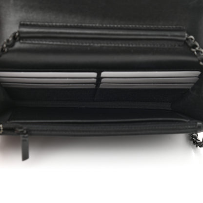 Chanel Lambskin Chevron Quilted Wallet On Chain WOC So Black 5 of 14