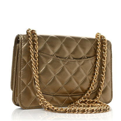 Chanel Metallic Lambskin Quilted CC Wallet On Chain WOC Gold 3 of 9