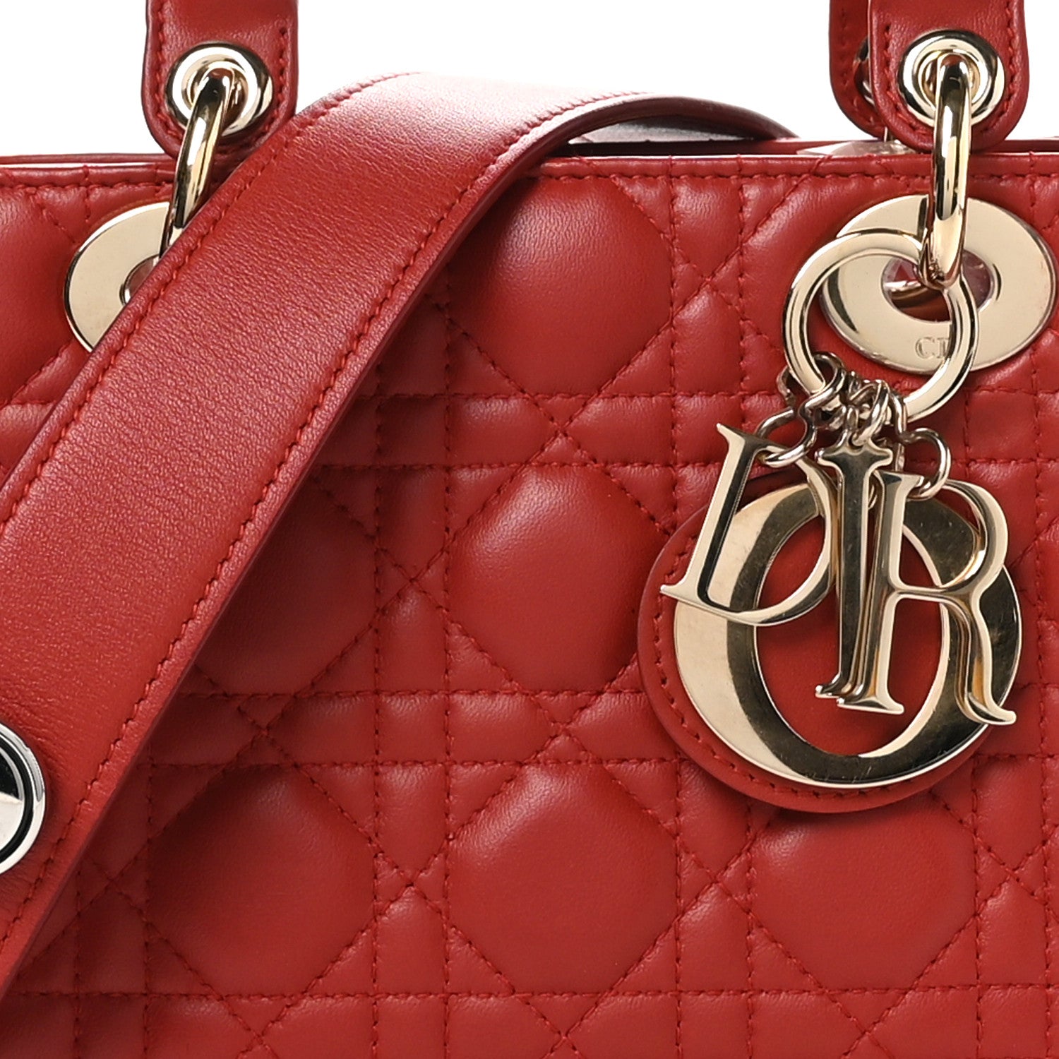 Christian Dior Lambskin Cannage Small Lucky Badges My Lady Dior Red 8 of 12