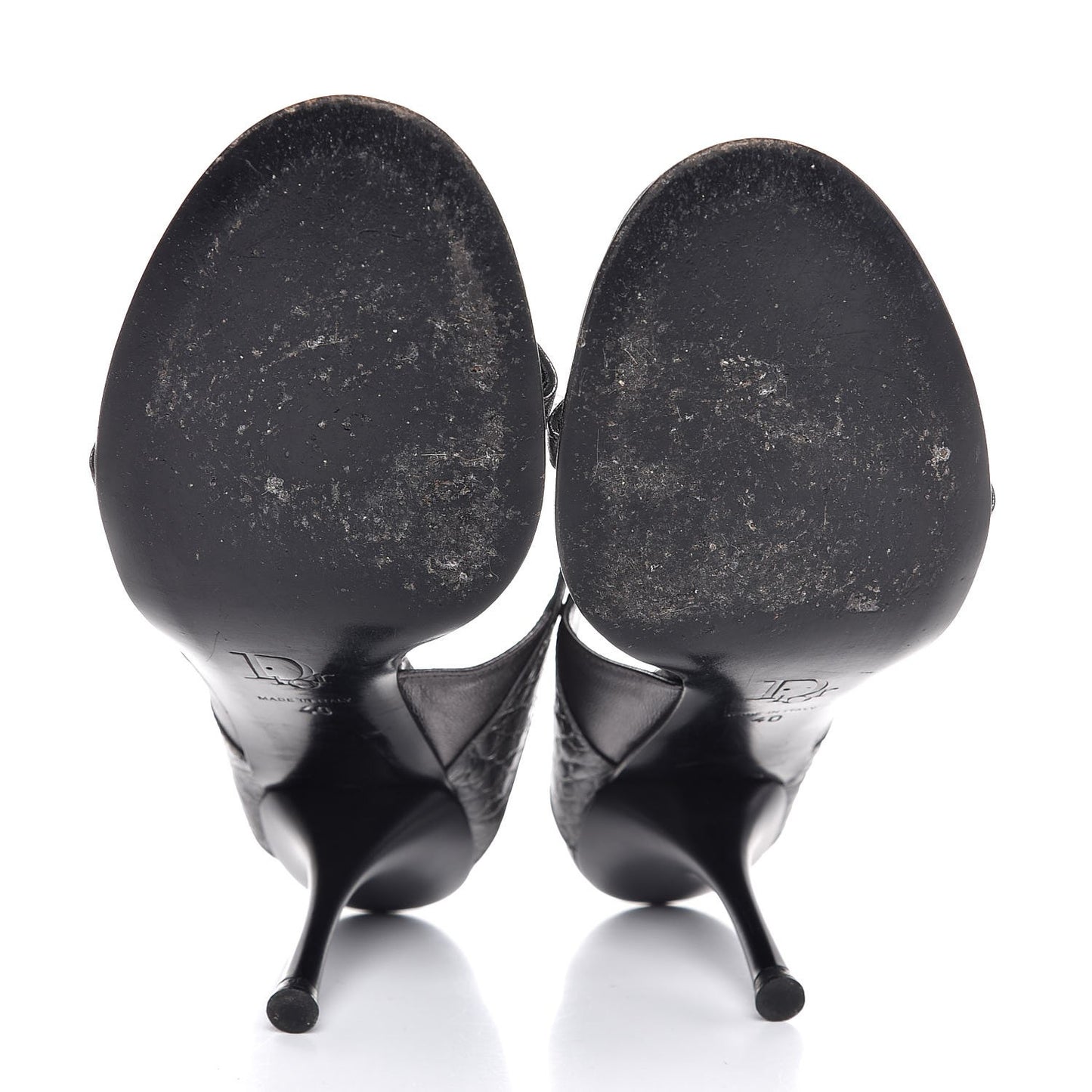 Metallic Lambskin Alligator Mule Sandals 40 Dark Silver