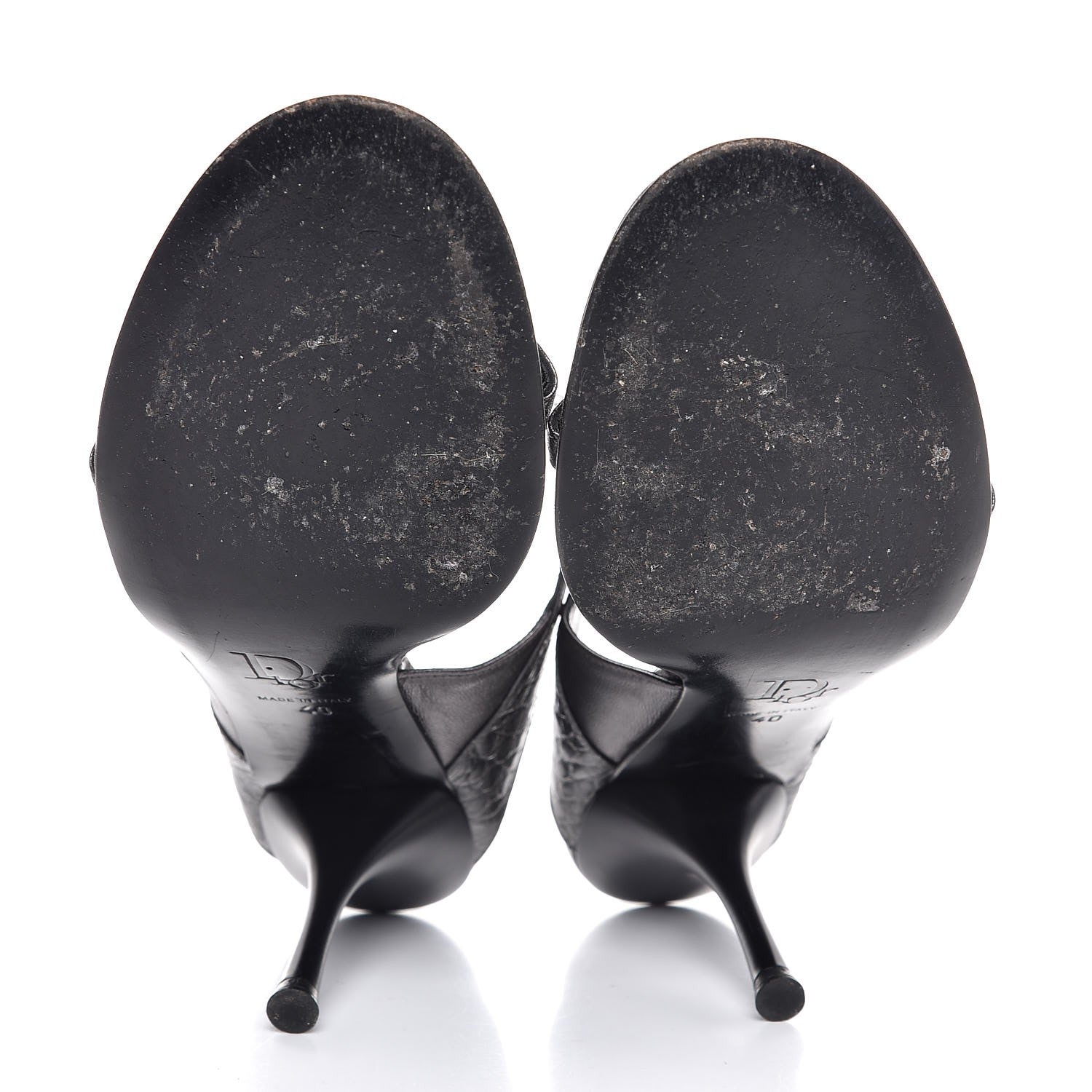 Christian Dior Metallic Lambskin Alligator Mule Sandals 40 Dark Silver 7 of 11