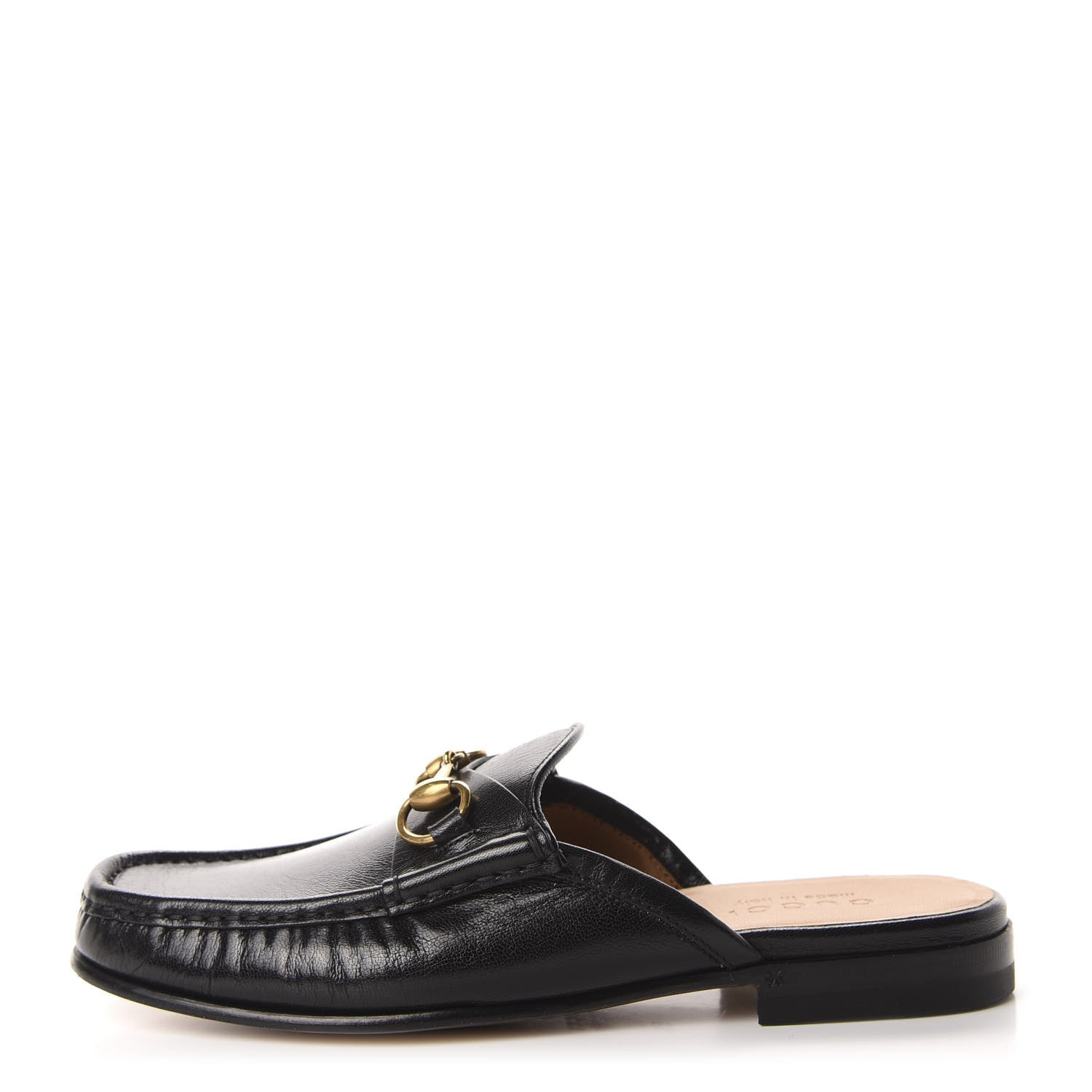 Gucci Goatskin Mens Horsebit Slippers 5.5 Black 1 of 10