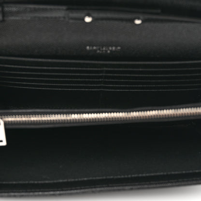 Saint Laurent Grain De Poudre Mixed Matelasse Triquilt Monogram Chain Wallet Black 4 of 8