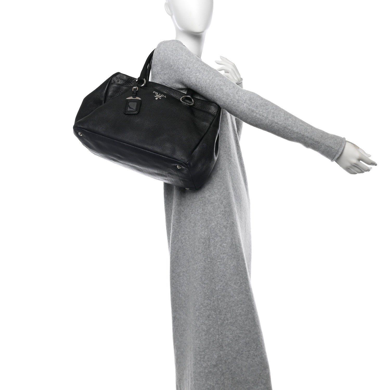 Prada Vitello Daino Tote Black 2 of 14
