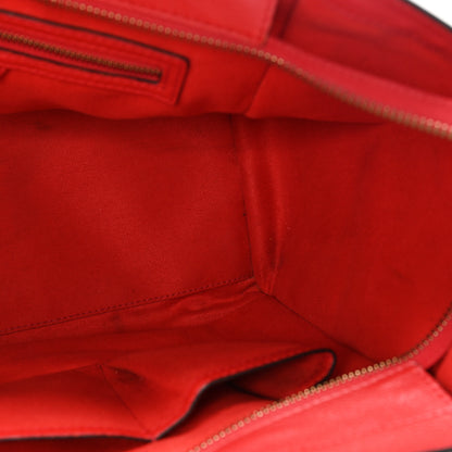 Celine Drummed Calfskin Mini Luggage Coquelicot 4 of 10