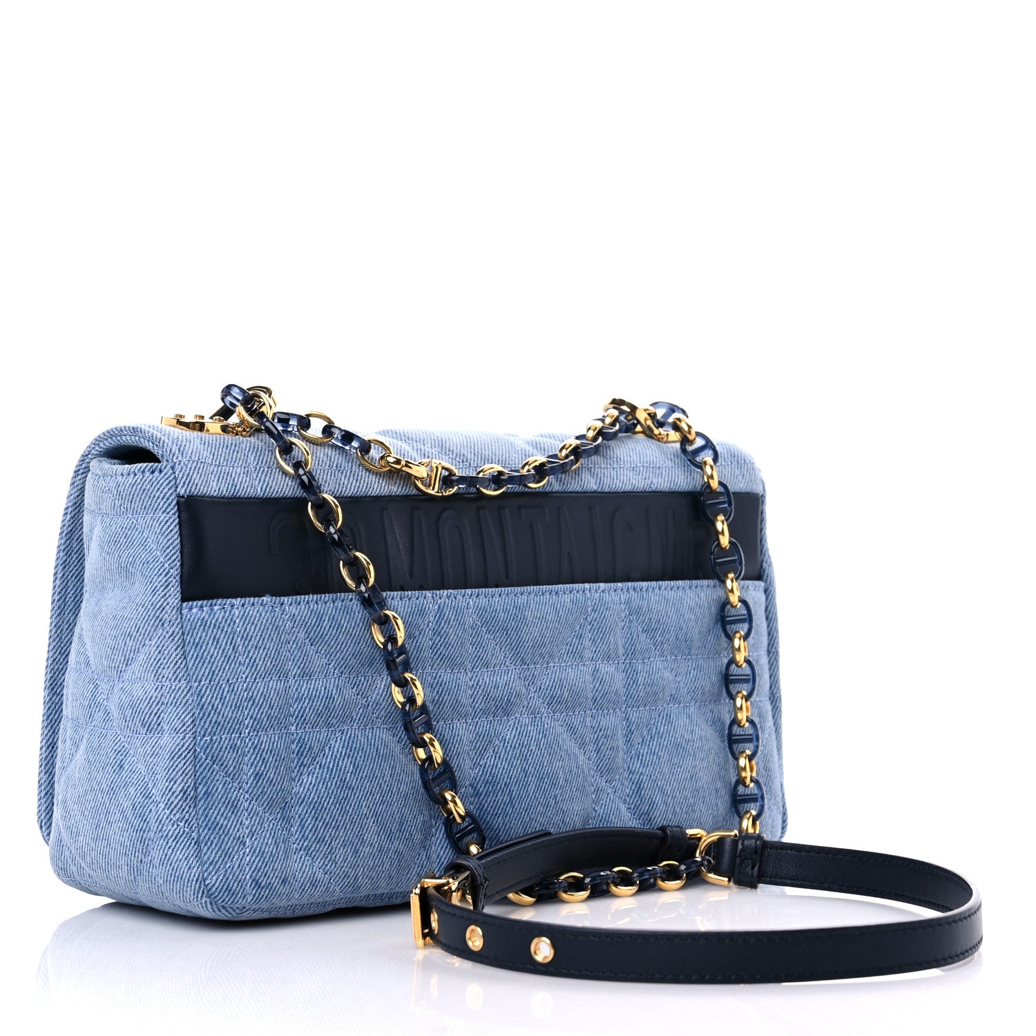 Christian Dior Denim Macrocannage Medium Caro Bag Blue 3 of 9