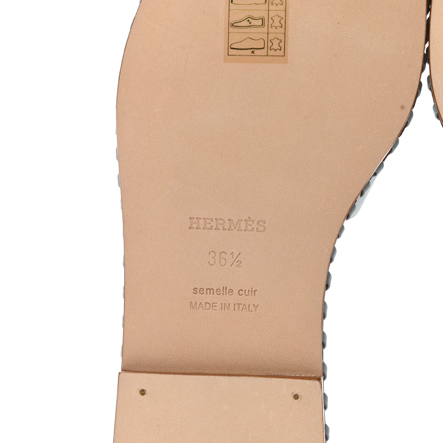 Hermes Box Calfskin Braided Oran Sandals 36.5 Vert D'Eau 6 of 9