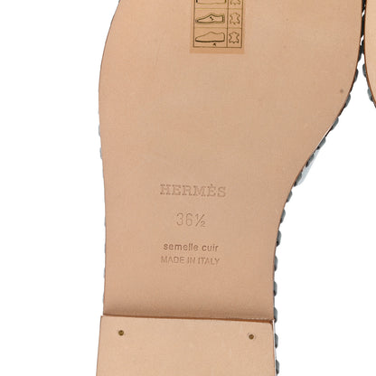Hermes Box Calfskin Braided Oran Sandals 36.5 Vert D'Eau 6 of 9