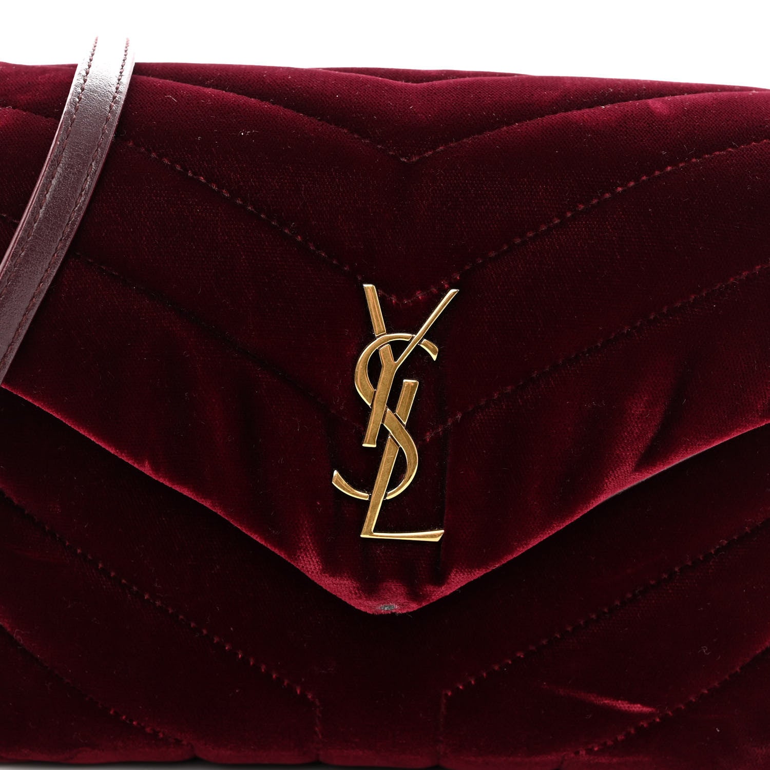 Saint Laurent Velvet Y Quilted Monogram Toy Loulou Crossbody Bag French Burgundy 8 of 12