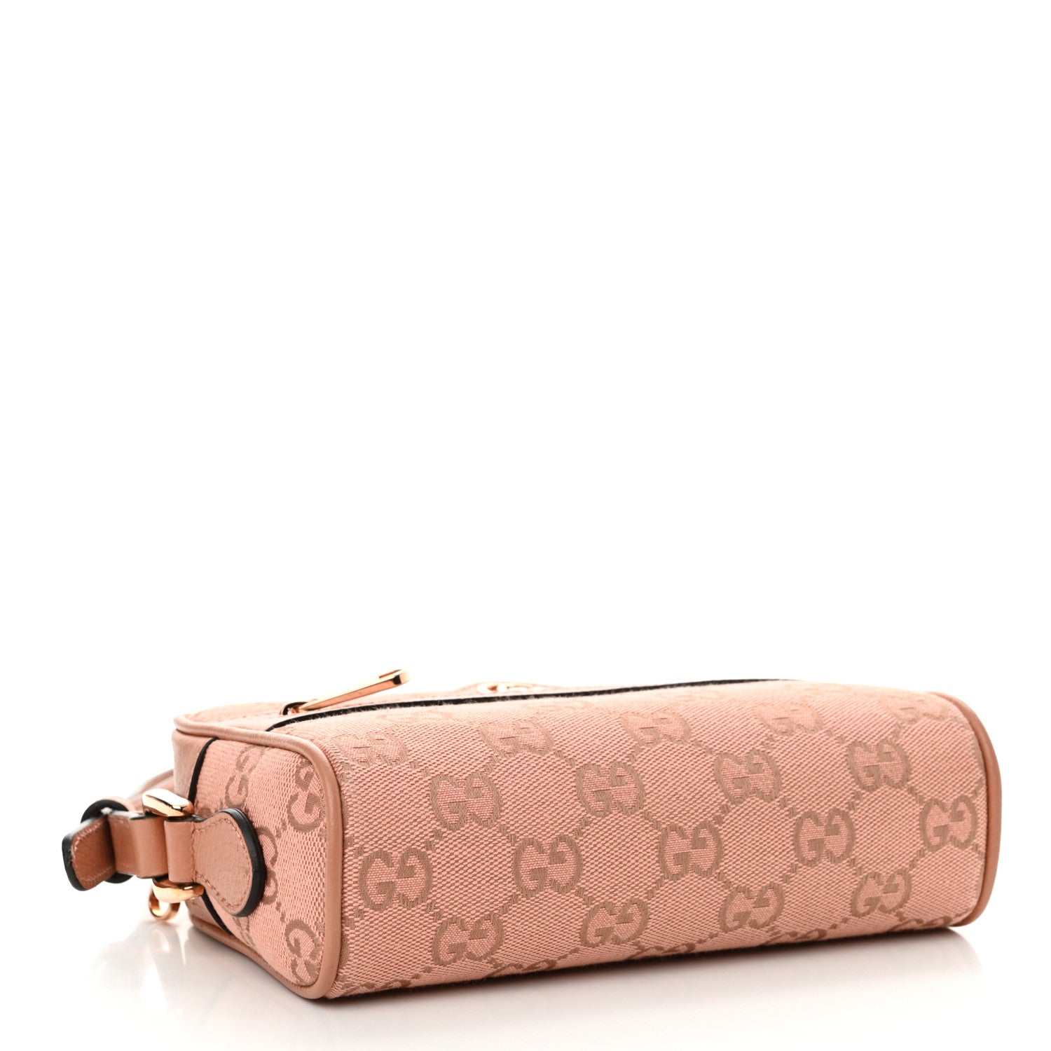 Gucci Monogram Textured Dollar Calfskin Mini Ophidia Shoulder Bag Cloche Rose Pink 4 of 11