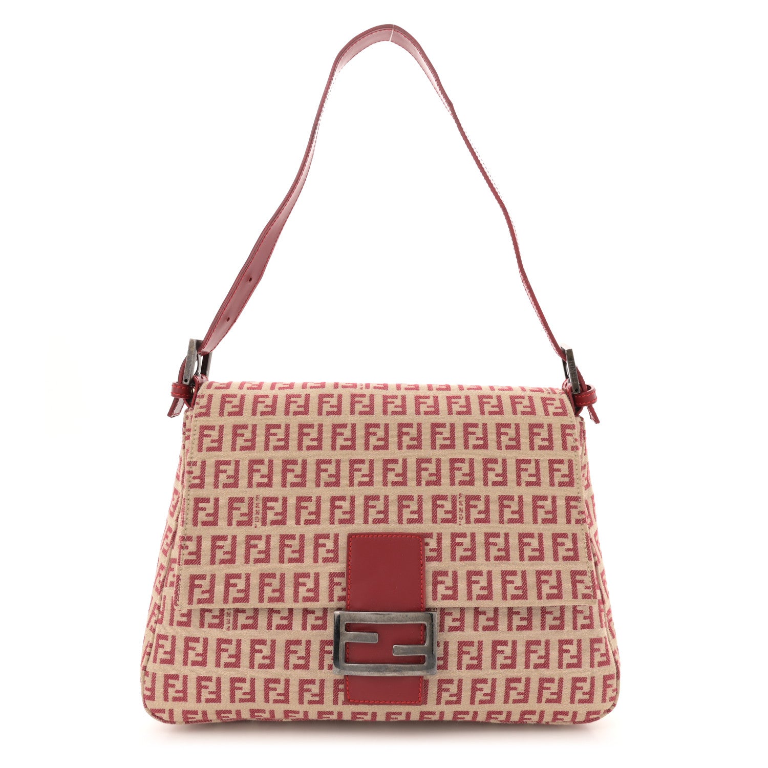 Fendi Zucchino Vitello Mama Baguette Beige Rosso 1 of 12