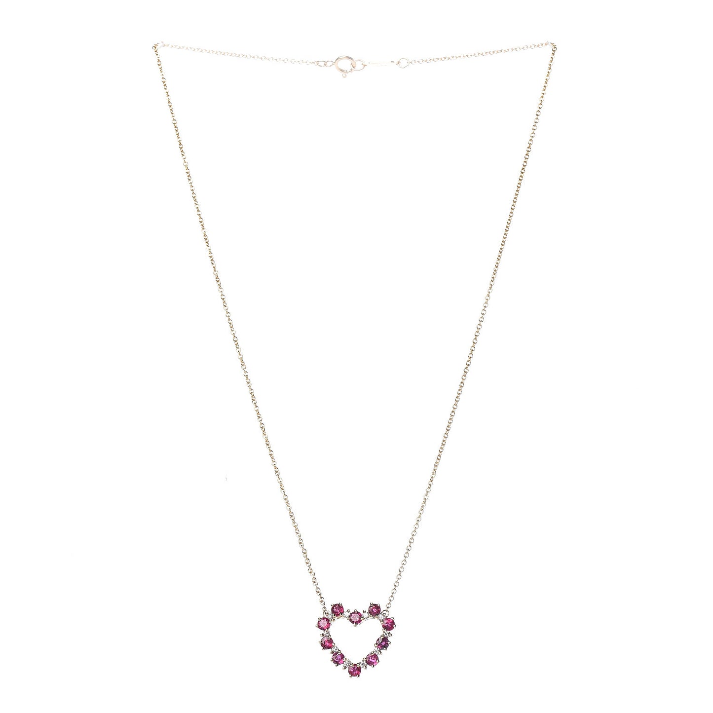 18K Yellow Gold Diamond Ruby Heart Pendant Necklace