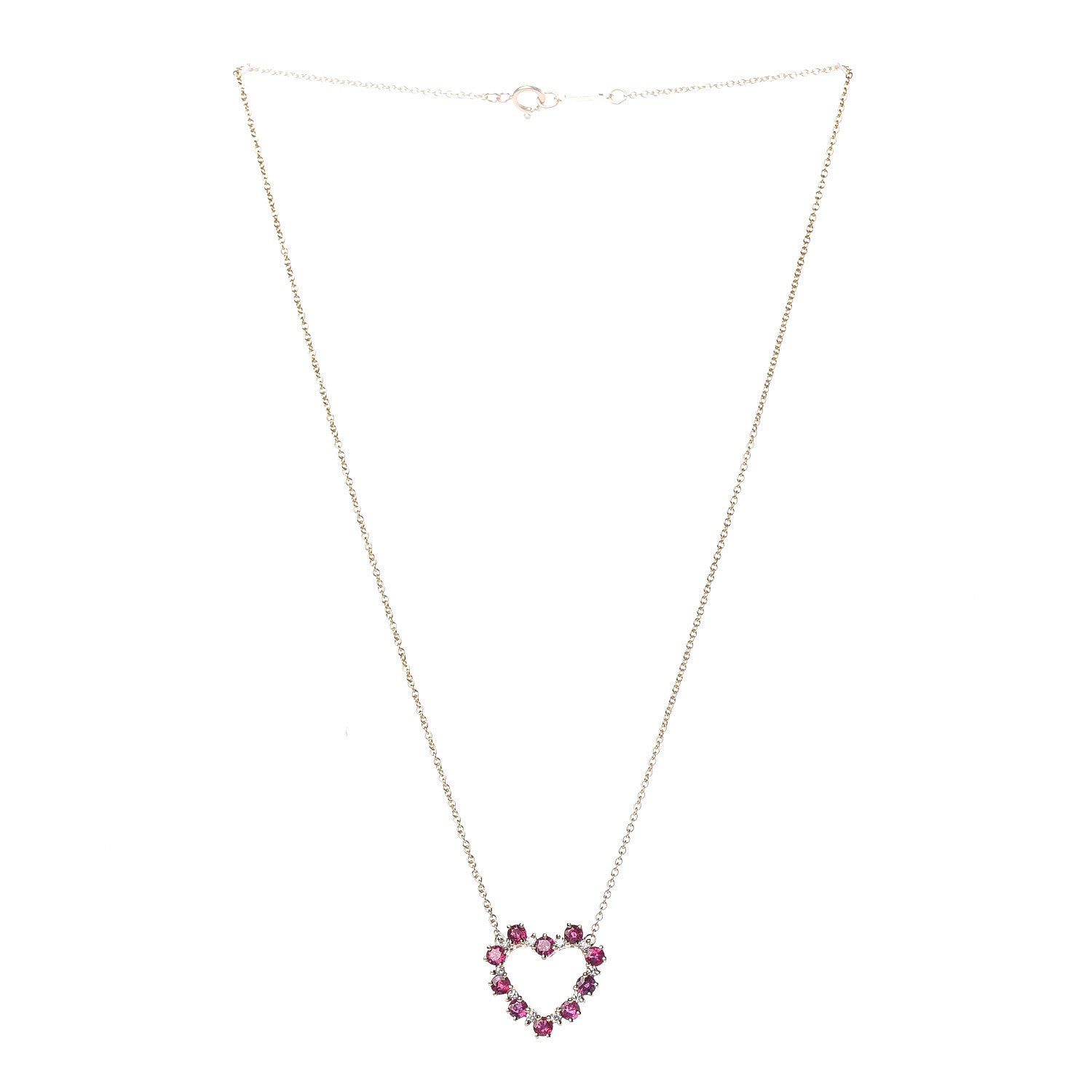 Tiffany 18K Yellow Gold Diamond Ruby Heart Pendant Necklace 3 of 6