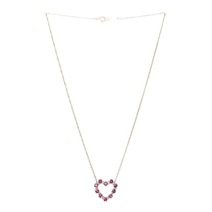 Tiffany 18K Yellow Gold Diamond Ruby Heart Pendant Necklace 3 of 6