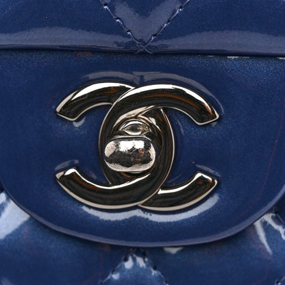 Chanel Patent Quilted Medium Double Flap Blue 11 of 12