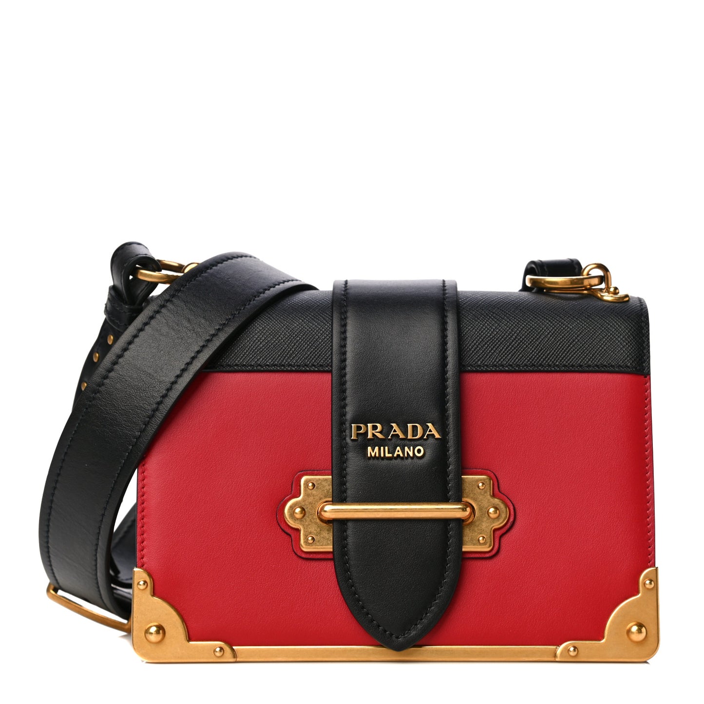 City Calfskin Saffiano Cahier Bag Fuoco Black