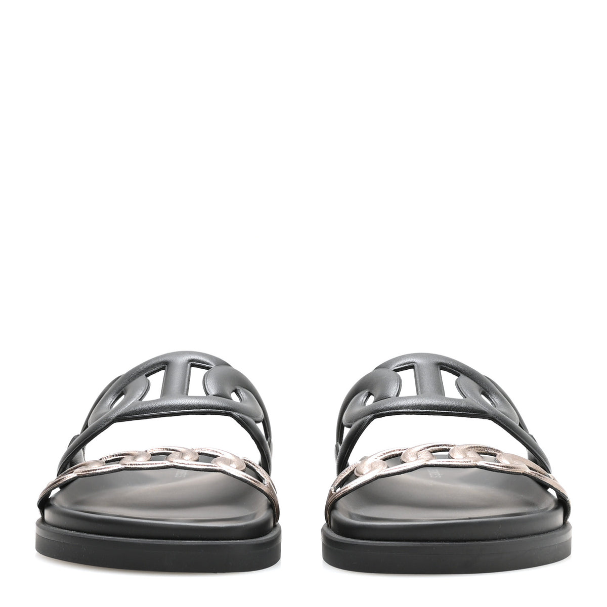 Hermes Metallic Nappa Womens Extra Sandals 36 Black Mordore 3 of 9