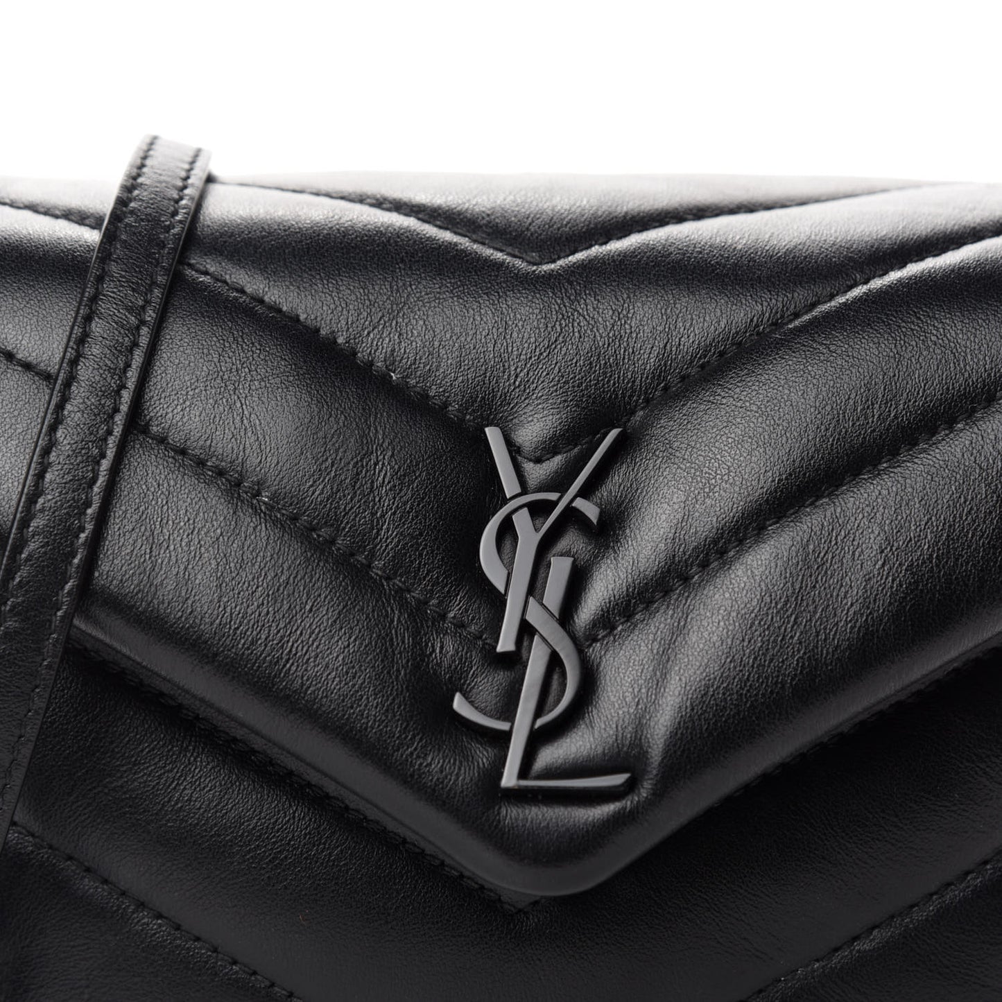 Calfskin Y Quilted Monogram Toy Loulou Crossbody Bag Black