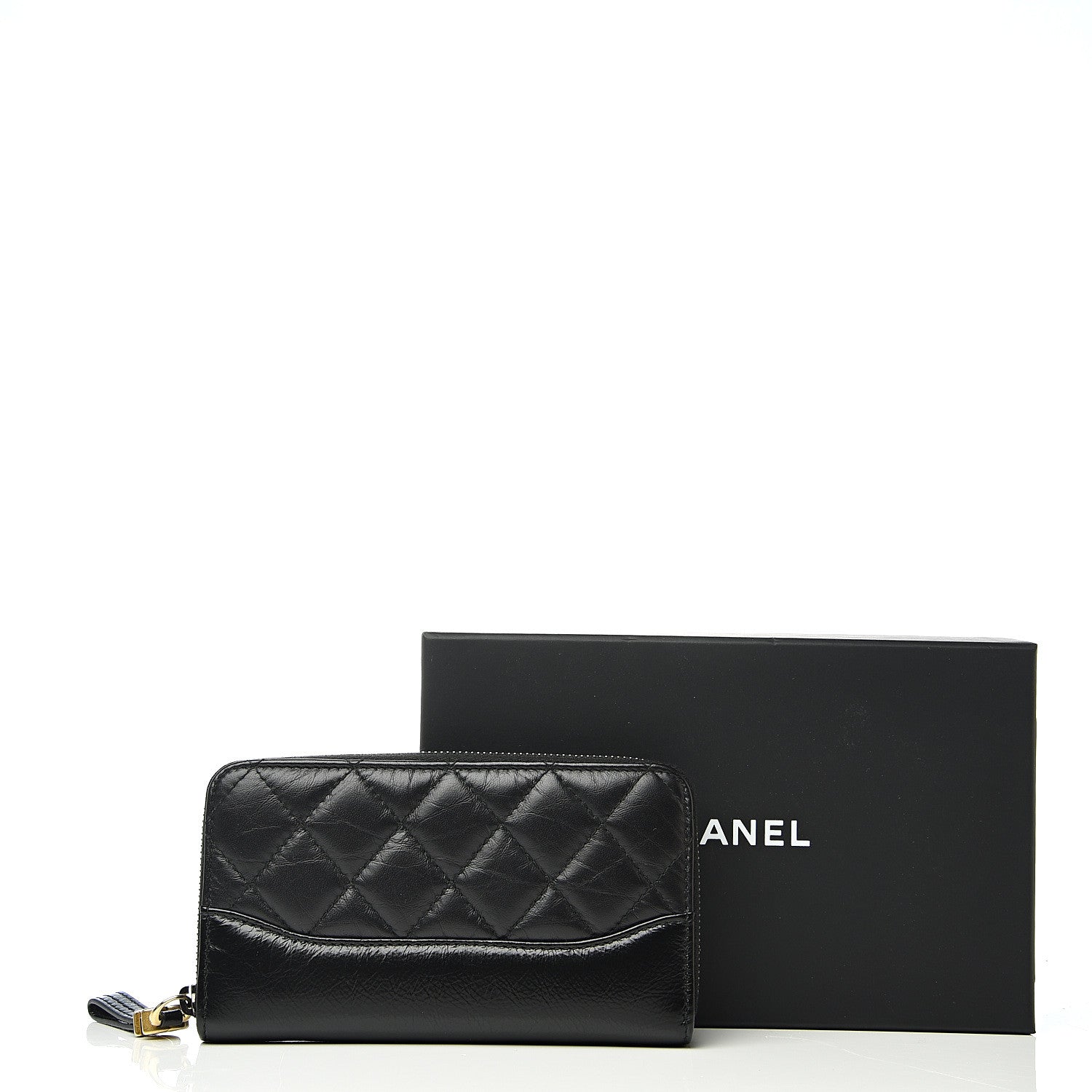Chanel Aged Calfskin Quilted Small Gabrielle Zip Around Wallet Black 8 of 8