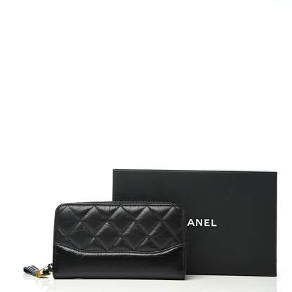 Chanel Aged Calfskin Quilted Small Gabrielle Zip Around Wallet Black 8 of 8