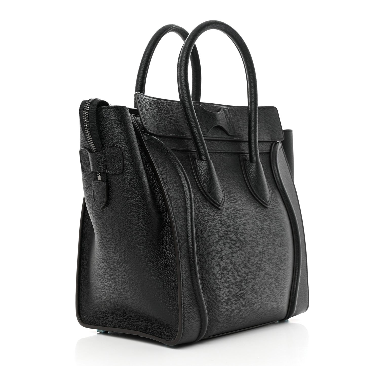 Drummed Calfskin Mini Luggage Black