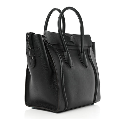 Celine Drummed Calfskin Mini Luggage Black 3 of 13