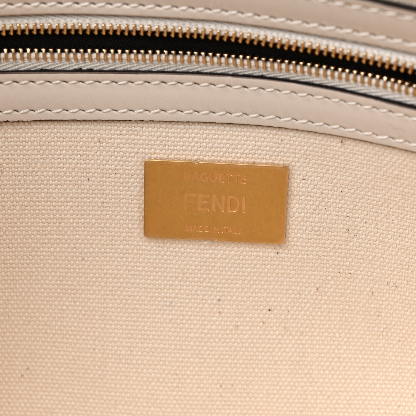 Canvas Vitello Seta FF Multicolor Embroidered Baguette Grezzo Multicolor Latte