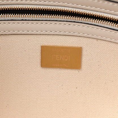 Fendi Canvas Vitello Seta FF Multicolor Embroidered Baguette Grezzo Multicolor Latte 6 of 8