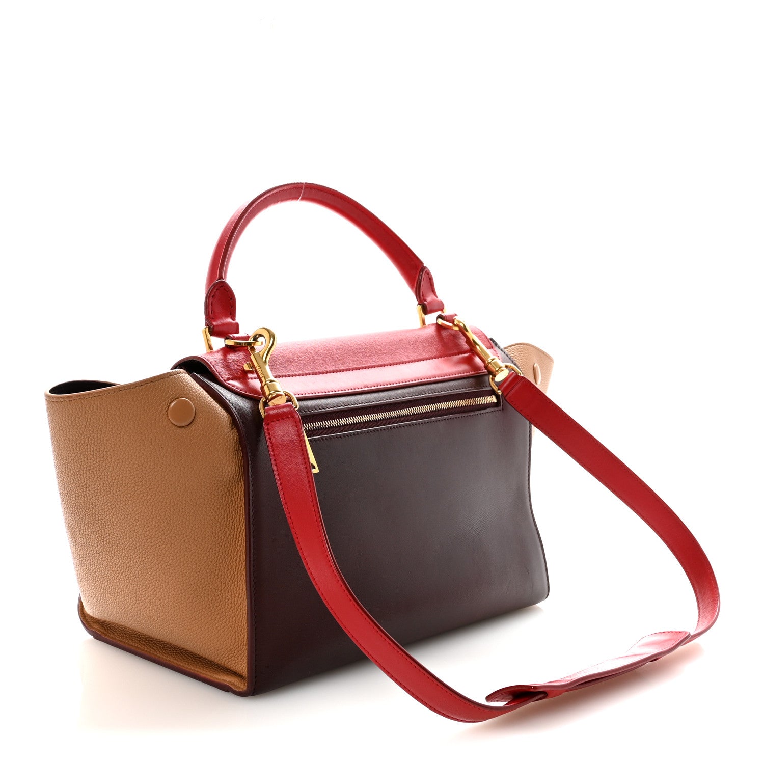 Celine Satin Baby Grained Calfskin Small Tri-Color Trapeze Carmin 3 of 9