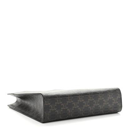 Celine Triomphe Canvas Calfskin Small Vertical Cabas Tan 4 of 9
