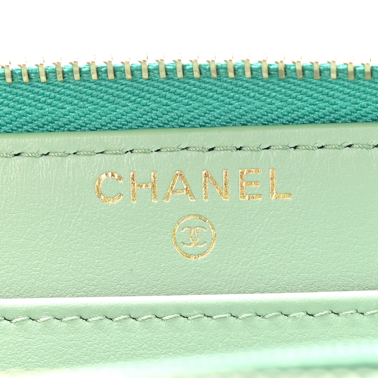 Chanel Caviar Quilted Perforated CC Long Zipped Wallet Green 7 of 12