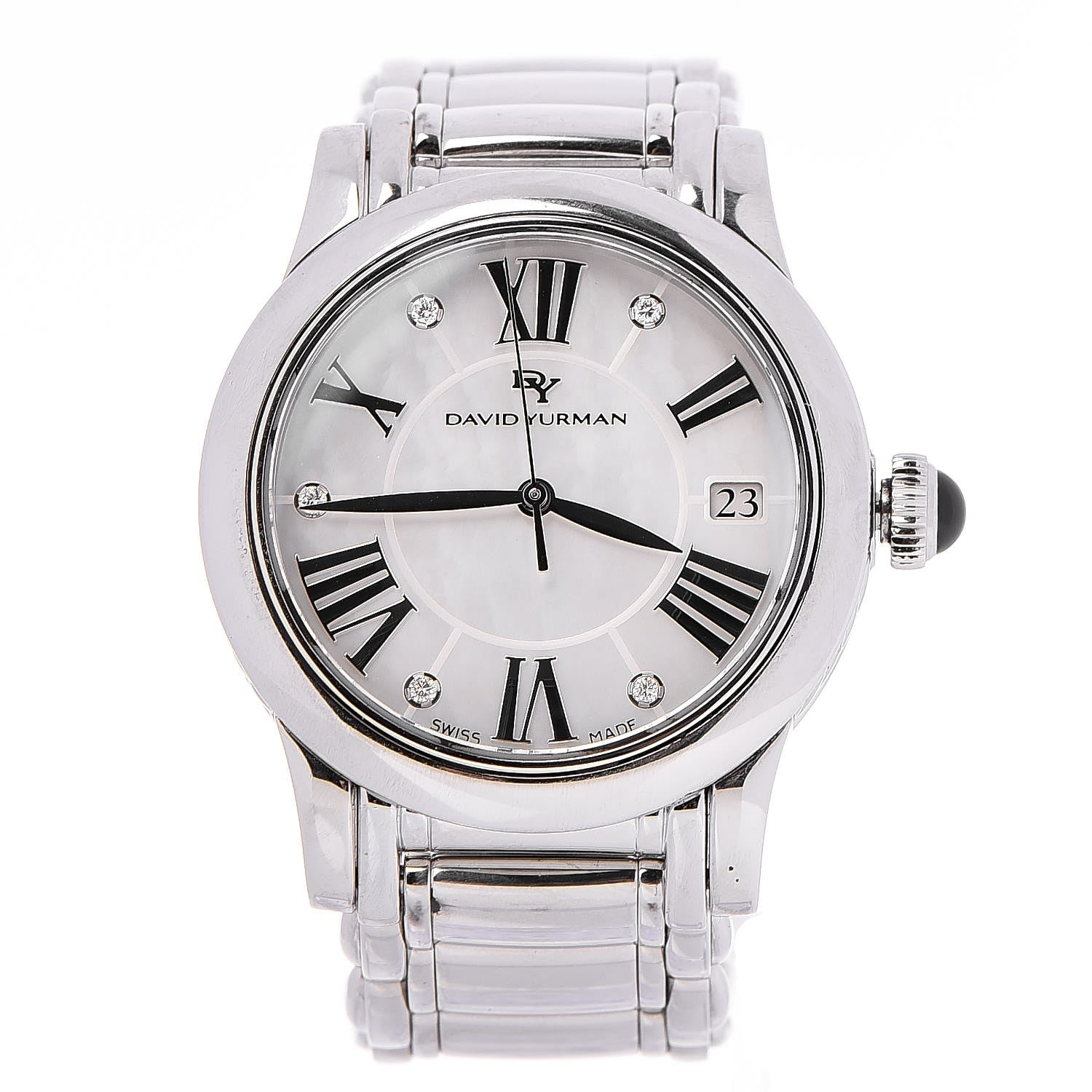 David Yurman Stainless Steel Diamond Mother of Pearl 34mm Classic Quartz Watch 1 of 11