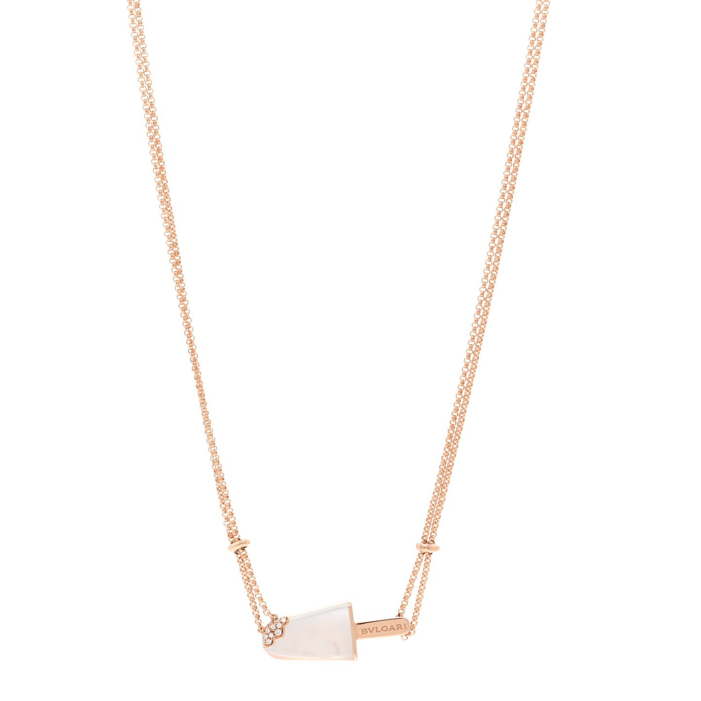 18K Rose Gold Diamond Mother of Pearl Gelati Necklace