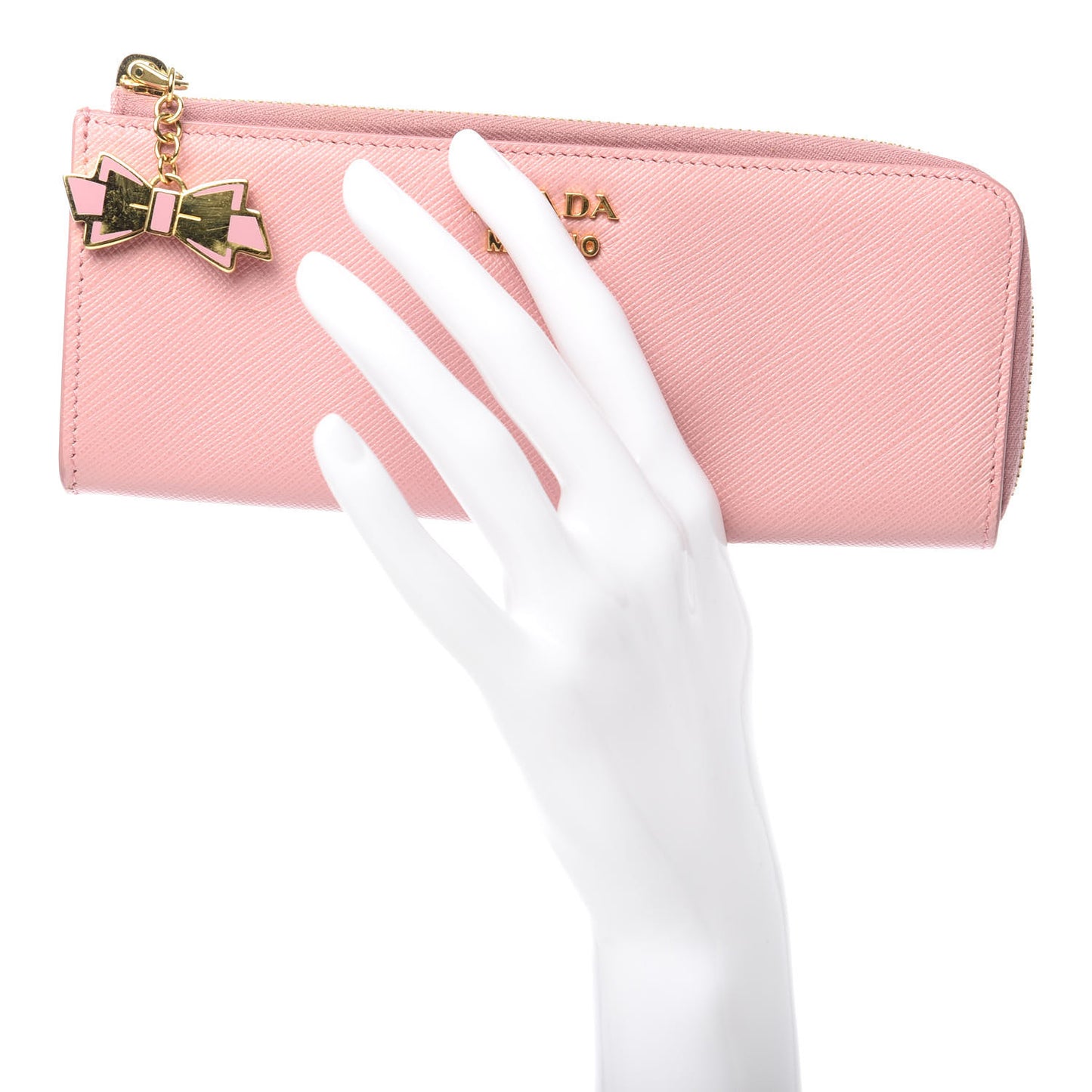 Saffiano Charm Zip Pouch Petalo