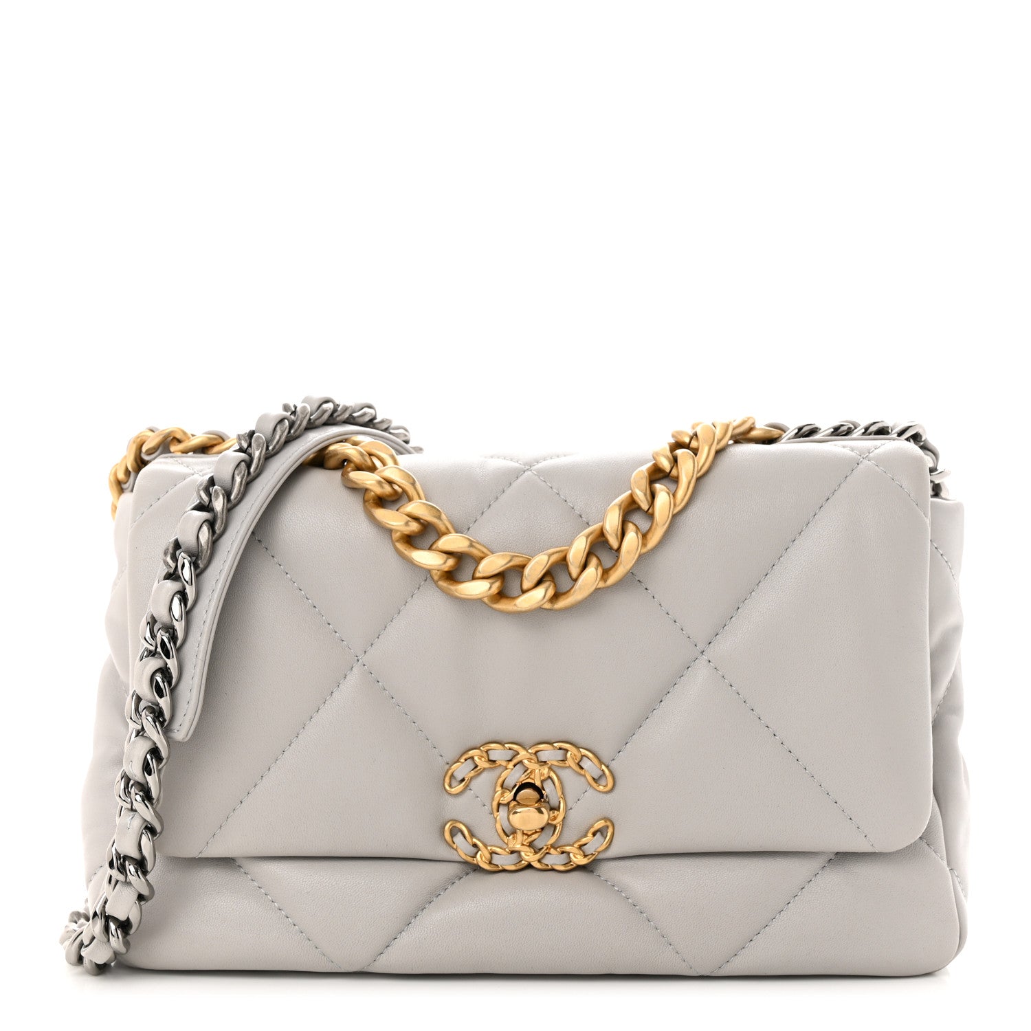 Chanel Lambskin Quilted Medium Chanel 19 Flap Grey 1 of 10