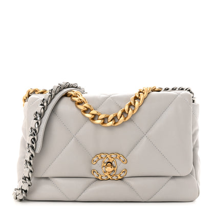 Chanel Lambskin Quilted Medium Chanel 19 Flap Grey 1 of 10