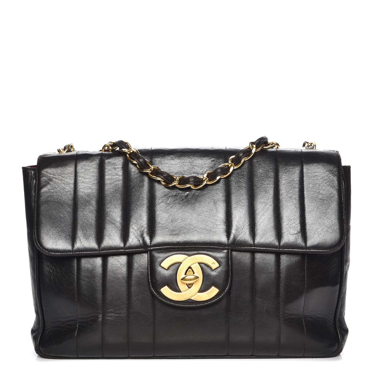 Chanel Lambskin Vertical Quilt Jumbo Flap Black 1 of 9