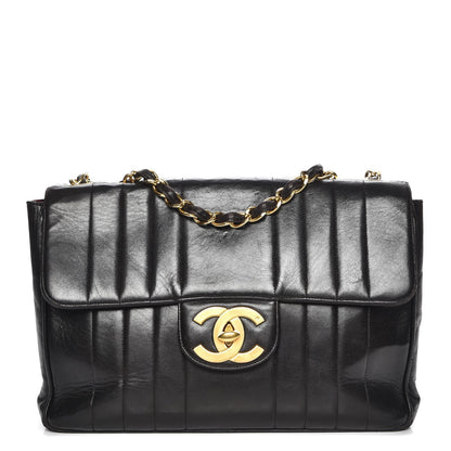 Chanel Lambskin Vertical Quilt Jumbo Flap Black 1 of 9