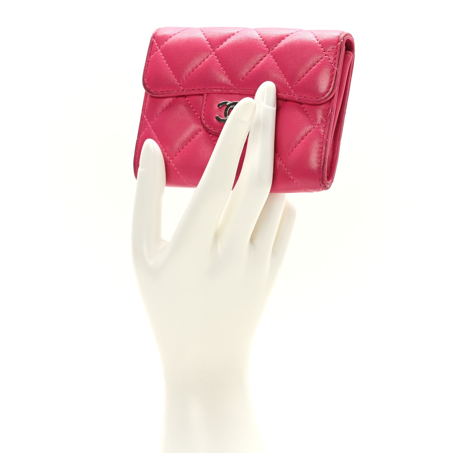 Chanel Lambskin Quilted Flap Card Holder Wallet Pink 2 of 8