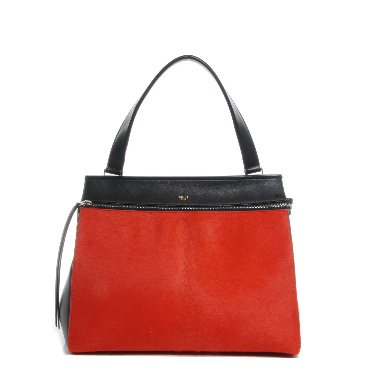 Pony Hair Medium Edge Shoulder Bag Vermillion