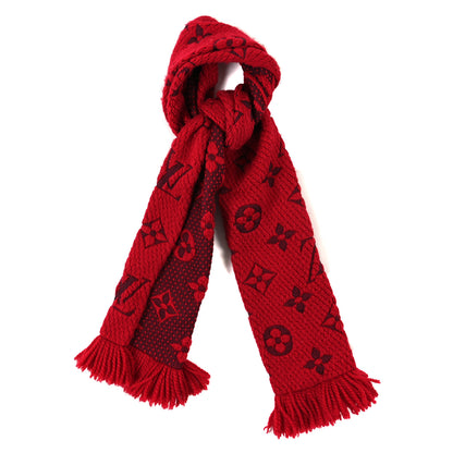 Louis Vuitton Wool Silk Logomania Scarf Rubis 1 of 3